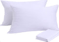 4Pack Pillow Protectors ❤ Allergy Control ❤ 100% Cotton Sateen Life Time Replacement High Thread Count 400 Style Hypoallergenic Standard Zippered White Hotel Quality Covers Cases