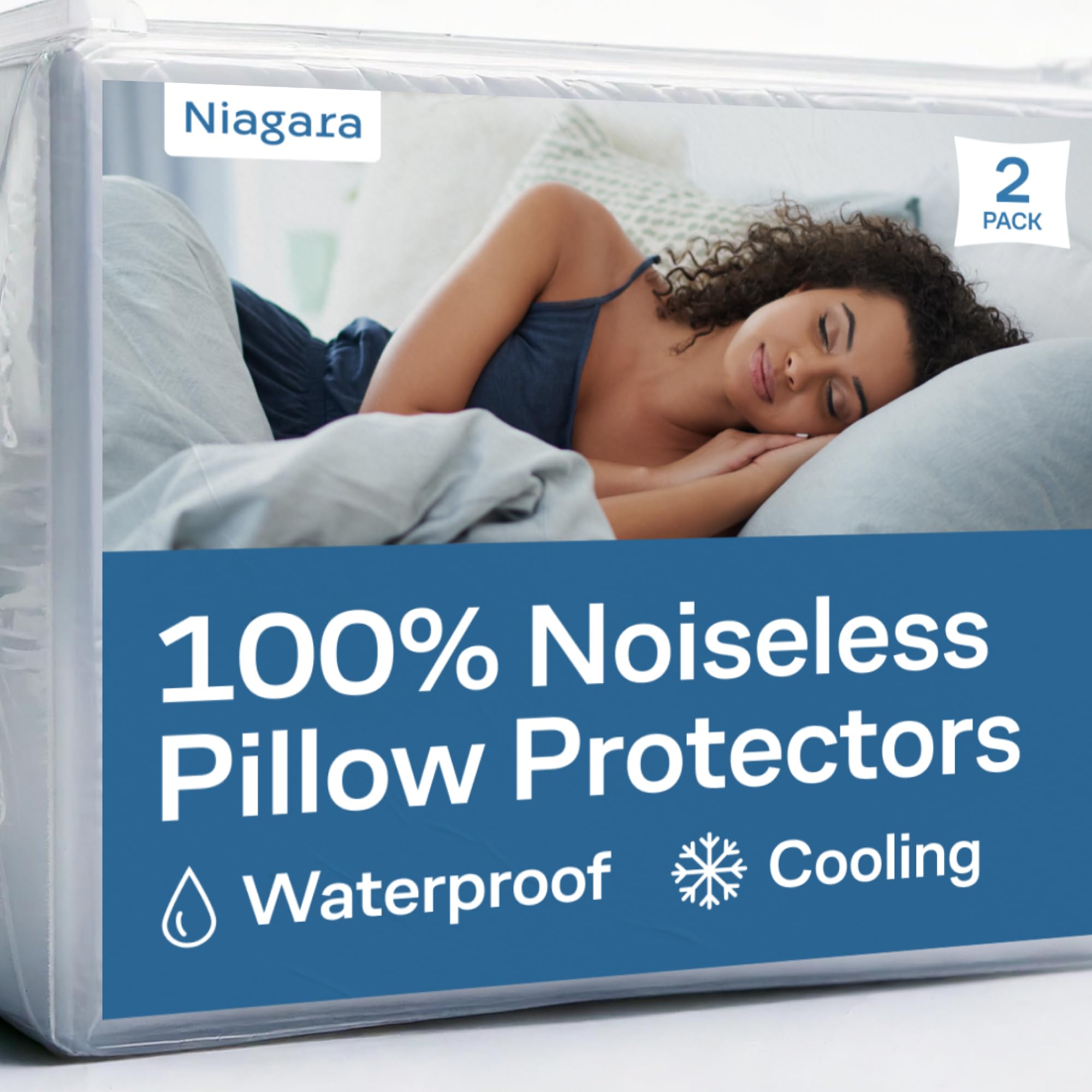 100% Waterproof Pillow Protectors Standard 20x26 Pair Zippered Pillow Case, Pillow Cover, Guaranteed Noiseless Pad, Ultra Plush Absorbent (Viscose Made from Bamboo), White 2 Pack