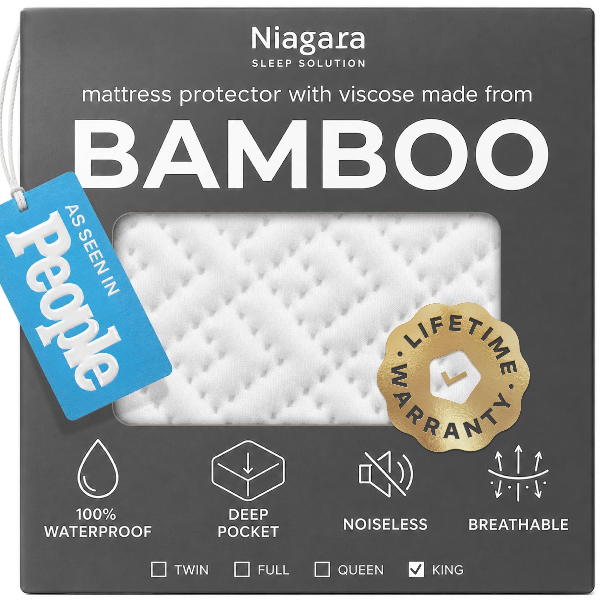 100% Waterproof King Mattress Protector - 360 Pad Protection Against Spills, Stains & Accidents for Parents & Pet Owners - Noiseless & Cooling Viscose Made from Bamboo (White)