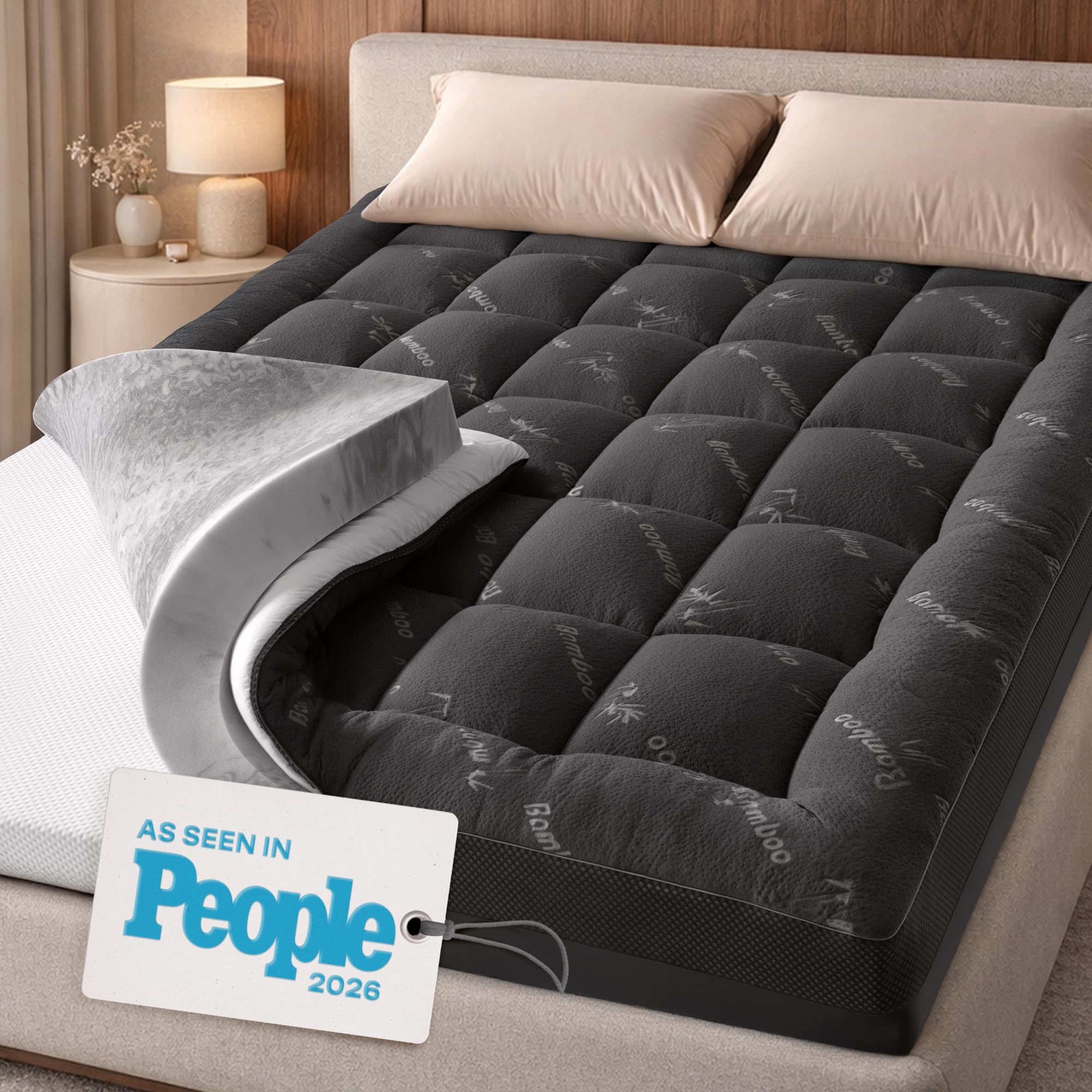 Dual-Layer 4" Mattress Topper with 20" Deep Pocket - King Size